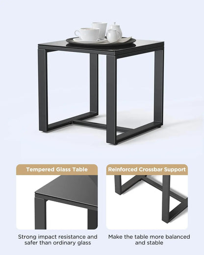 utdoor Rattan Conversation with Coffee Table for Garden Balcony Backyard Poolside (Grey Cushion)