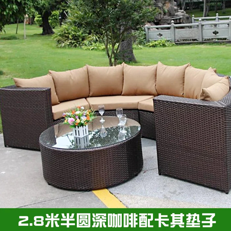 Outdoor circular rattan combination hotel curved living room sofa