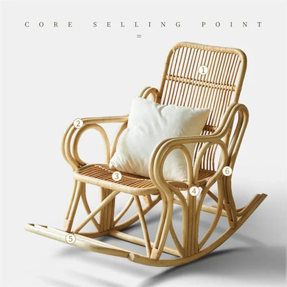 Outdoor Balcony Homestay Garden Single Rattan Chairs Living Room Leisure Rocking Chair Home Furniture Adult Lazy Recliner N M