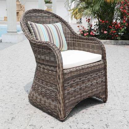 US Retro Outdoor Rattan Cafe Restaurant Table and Chair Combination Open-air Courtyard Garden Rattan Dining Table and Chairs