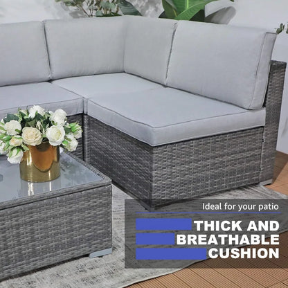 All Weather Grey PE Rattan Sectional Corner Sofa Set, Additional Extra Chairs for Outdoor Sec，Outdoor Wicker Loveseat 2 Pieces,