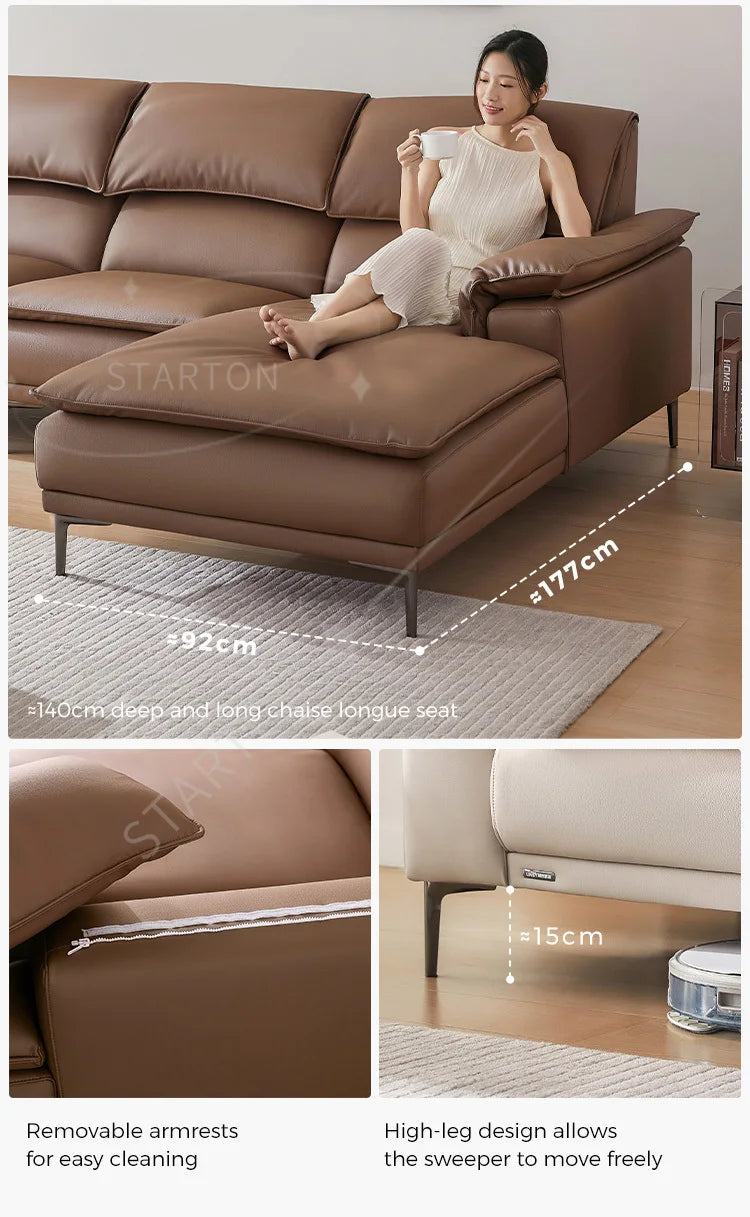 Fabric Sofa Set Living Room Furniture Modern Brown Color Leather Sofa