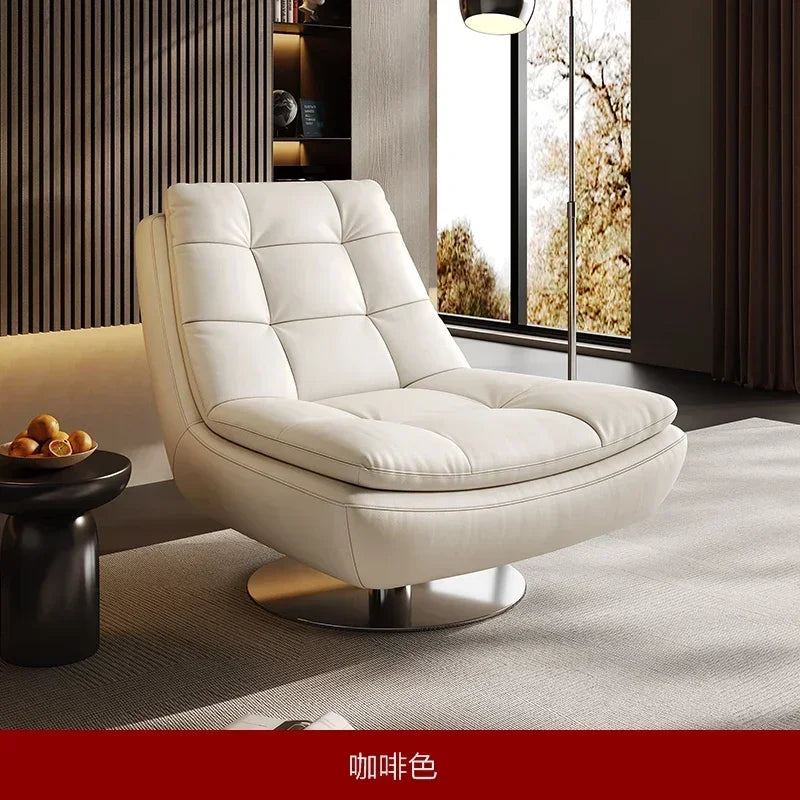 Genuine Leather Couch Single Minimalist Cream Style Living Room Small Apartment Bedroom Leisure Chair