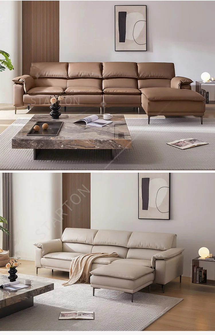 Fabric Sofa Set Living Room Furniture Modern Brown Color Leather Sofa