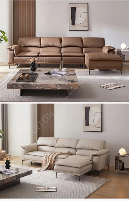 Fabric Sofa Set Living Room Furniture Modern Brown Color Leather Sofa