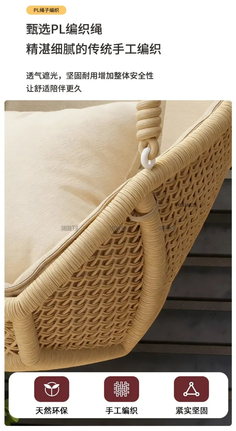 Outdoor Patio Swing Nordic Balcony Rocking Chair Indoor Adult Hanging Chairs Outdoor Single Swing Chairs Modern Hanging Basket Z