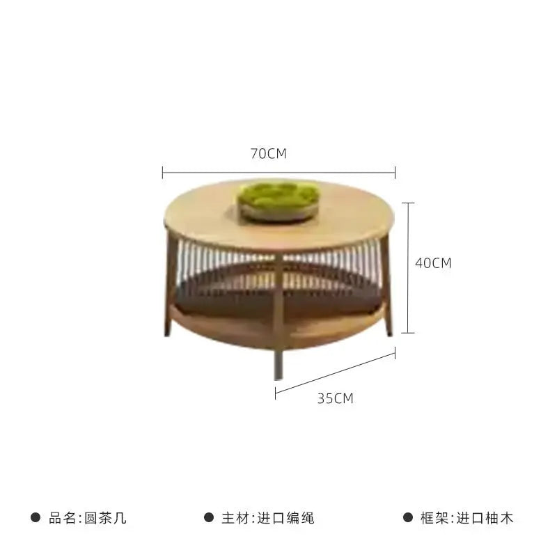 Outdoor teak rattan sofa, outdoor courtyard balcony furniture, garden waterproof and sun protection design