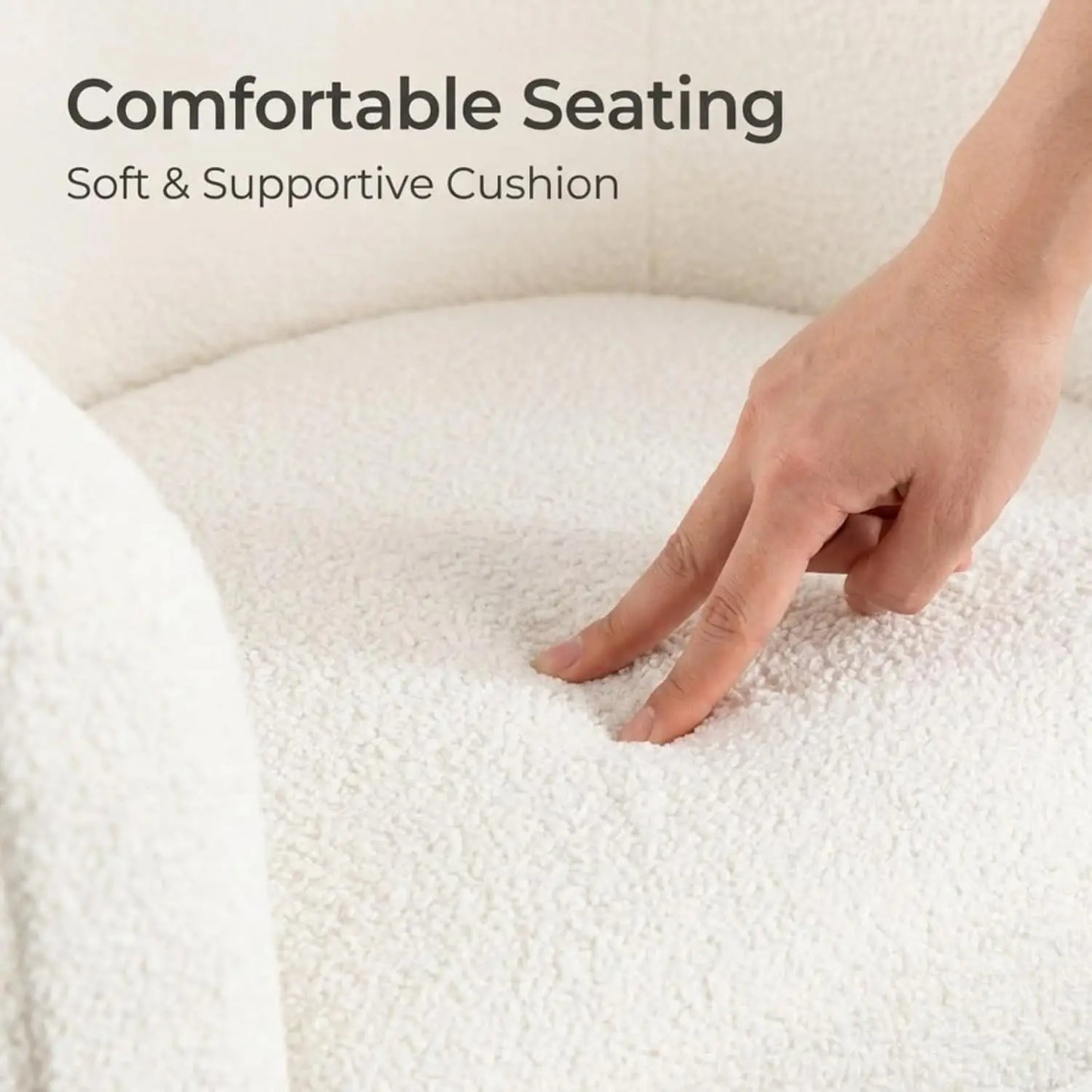 White Swivel Accent Chair with Ottoman, Modern Barrel Living Room Chair with 360° Swivel Base, Upholstered Armchair, Customized