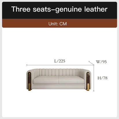Luxury classic leather sofa set for living room and bedroom, perfect for reception and relaxation in Nordic style