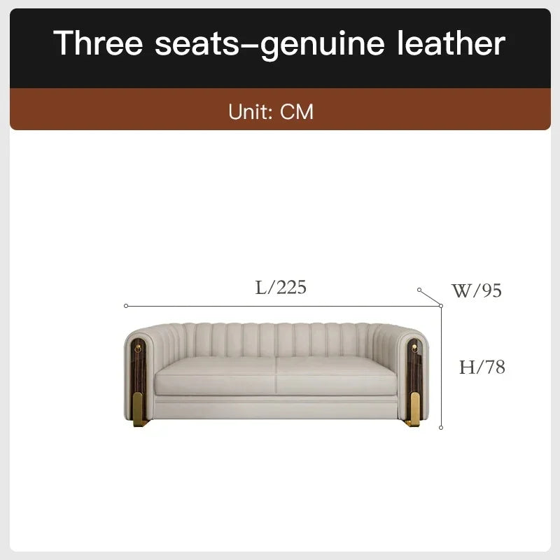 Luxury classic leather sofa set for living room and bedroom, perfect for reception and relaxation in Nordic style