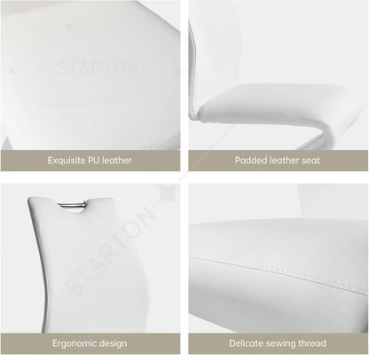 Modern Kitchen Dining Room Chairs Armless Upholstered Side Chairs Sturdy Metal Legs (4-White)