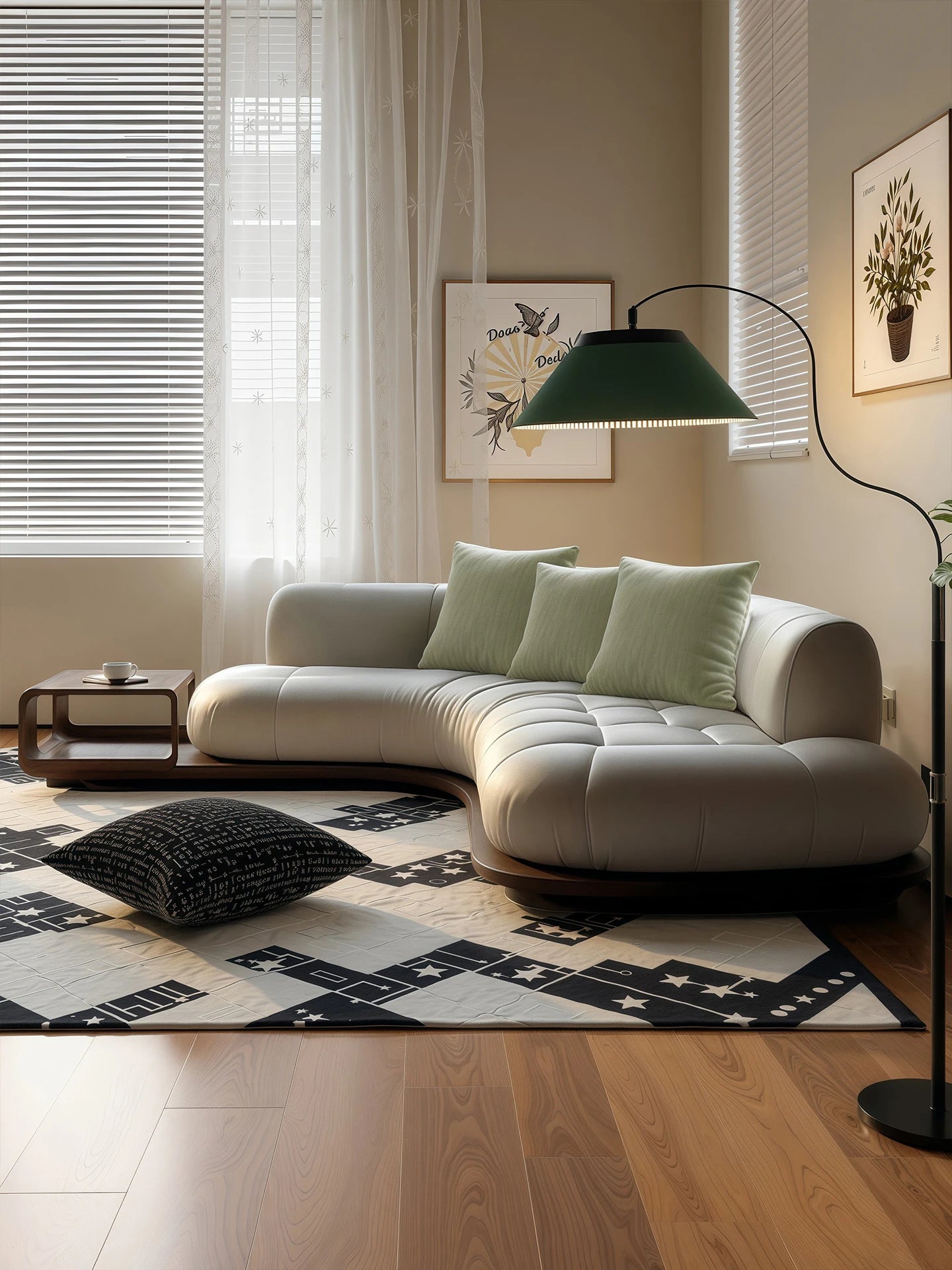 Arc corner sofa living room corner creative coffee table combination furniture simple and modern