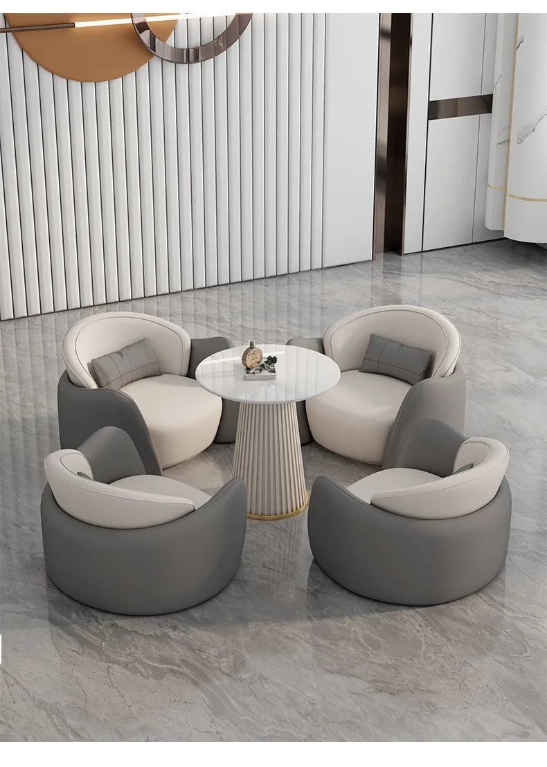 lLight luxury business negotiation sofa table and chair combination hotel lobby reception leather sofa