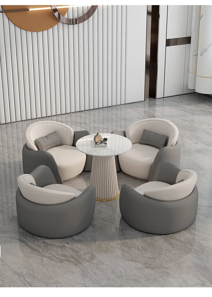 lLight luxury business negotiation sofa table and chair combination hotel lobby reception leather sofa