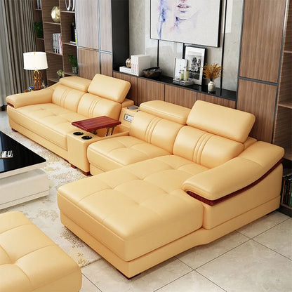 Modern, minimalist, genuine leather, sofa, imported, living room, corner, princess