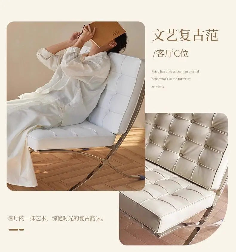 Light luxury small sofa chair Barcelona chair single living room bedroom designer lazy leisure sofa recliner