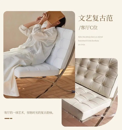 Light luxury small sofa chair Barcelona chair single living room bedroom designer lazy leisure sofa recliner