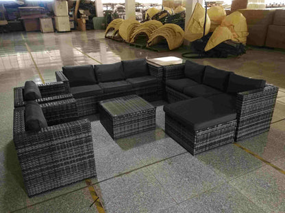9 Seater 7-Piece Outdoor Sectional Sofa with PE Rattan Wicker and Durable Steel Frame for Garden Patio Furniture