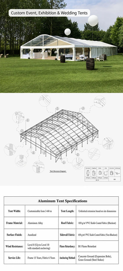 Luxury Transparent Marquee Tent Outdoor Wedding Event Canopy for Garden Party Hotel Banquet Aluminum Frame Tent Commercial Tent
