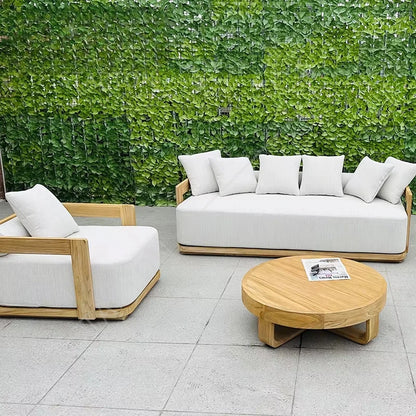 Custom outdoor courtyard waterproof design garden sofa wooden furniture teak outdoor furniture