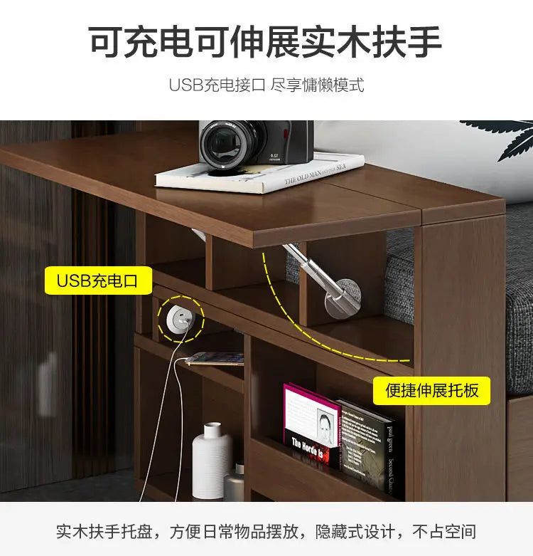 custom. [2675 People Favorited] Solid Wood Sofa Bed Small Apartments, Multifunctional Living Room Study Room, Push-Pull Fold