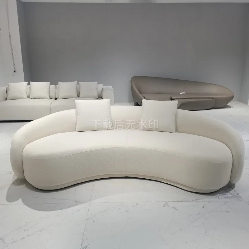 Y  Lamb velvet sofa, living room curved cashew sofa, beauty salon, clothing store, resting area, moon sofa