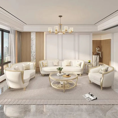 Solid wood sofa combination large villa sofa cream style living room combination sofa