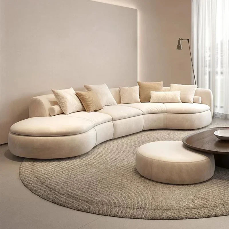 Italian Modern Simple Light Luxury Hotel Living Room Cream Style Solid Wood Fabric Sofa