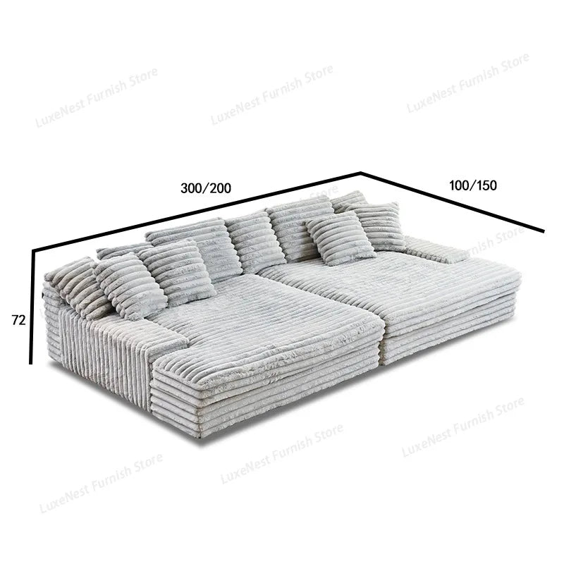 Modern Vacuum Compressed Sofa Plush Corduroy Sectional Sofa Living Room Bedroom Recliner Lazy Combination Sofa Bed Furniture
