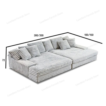 Modern Vacuum Compressed Sofa Plush Corduroy Sectional Sofa Living Room Bedroom Recliner Lazy Combination Sofa Bed Furniture