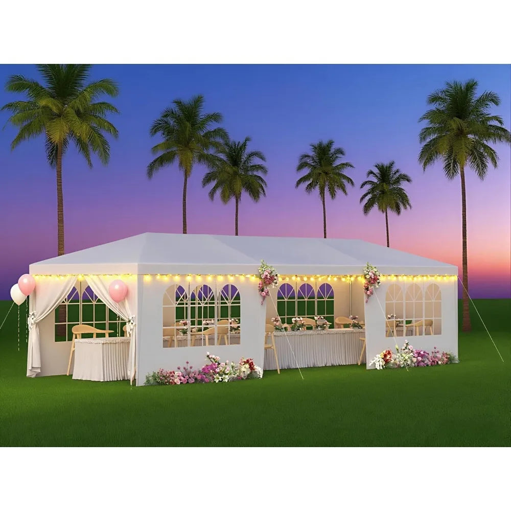 2026 10x30 Heavy Duty Party Tent with 8 Sidewalls Waterproof Outdoor Wedding Event Canopy White Backyard Garden, Custom