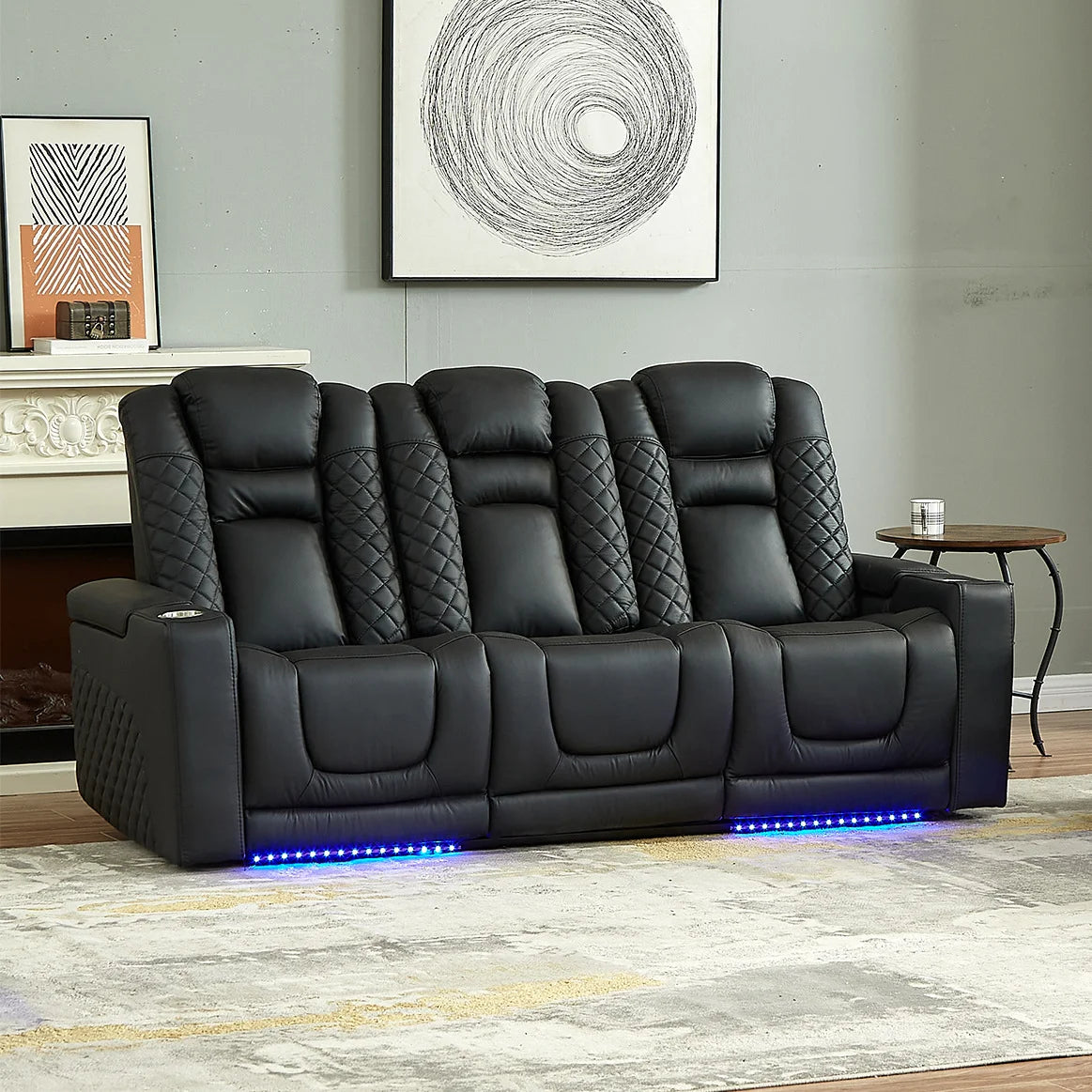 Luxury Theater Furniture Black Color 3seater Electric Cinema Sofa Home Theater Sofa Cinema Living Room Recliner Sofa Chair