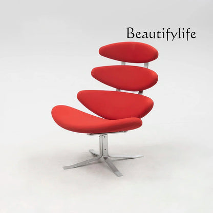 Modern simple chair stainless steel fish bone artistic sense high sense single sofa chair lazy