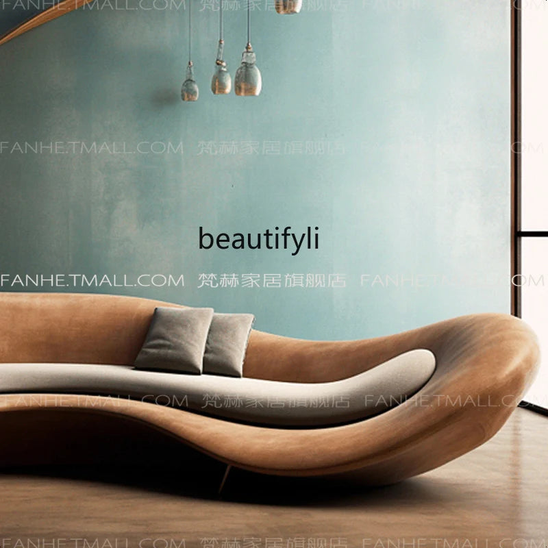 Sofa living room medieval special-shaped artistic sense curved caramel color creative modern
