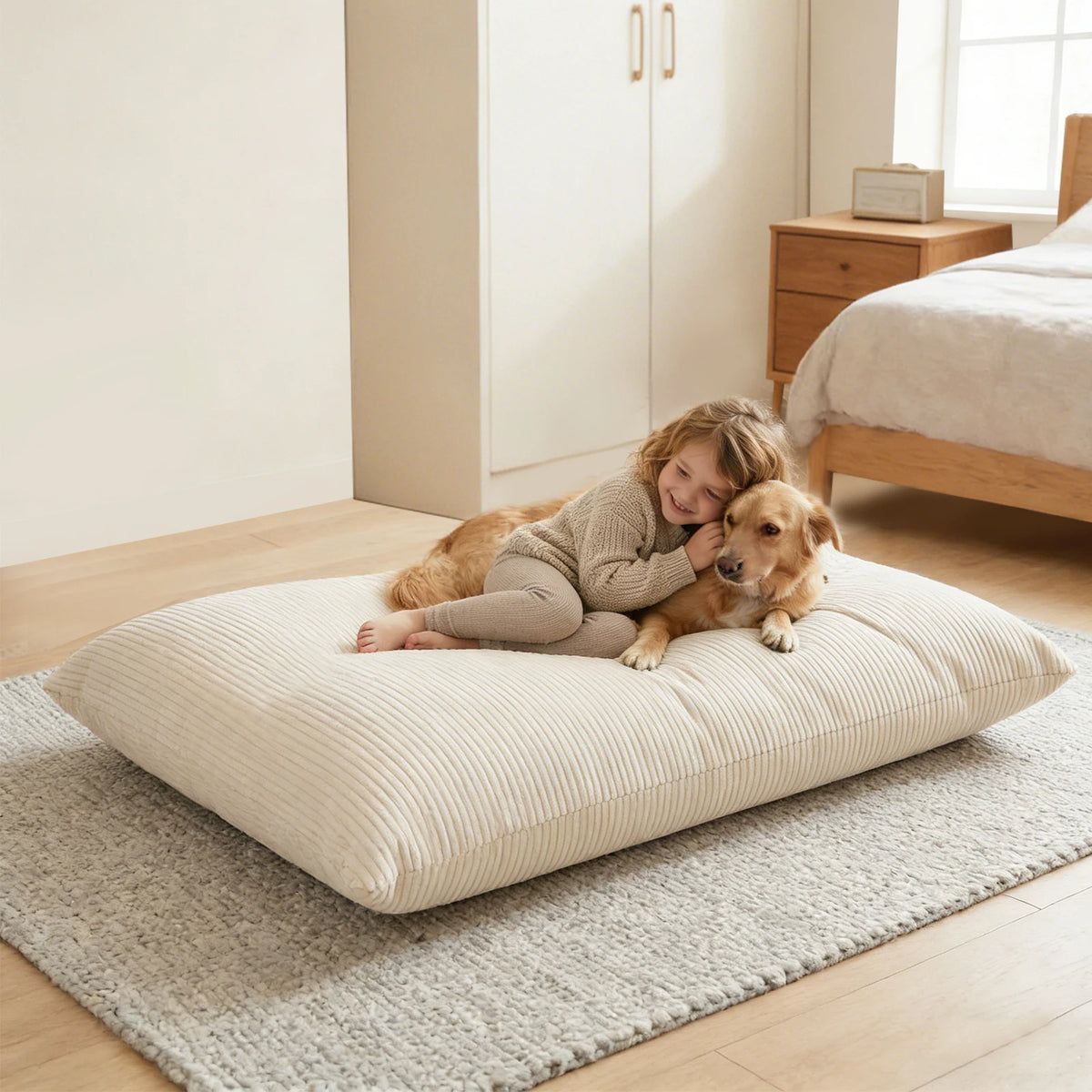 Kids Bean Bag Bed Foldable Compression Lounger Sofa Bed with Soft Removable & Washable Cover Foam-Filled Floor Lounger Chair