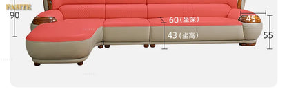 Modern ebony leather sofa first layer cowhide home simple new Chinese living room solid wood