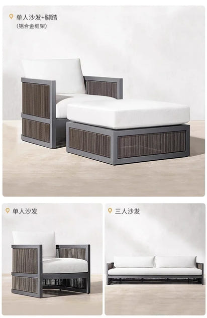 Outdoor villa courtyard sofa high-end teak sofa furniture combination hotel homestay waterproof