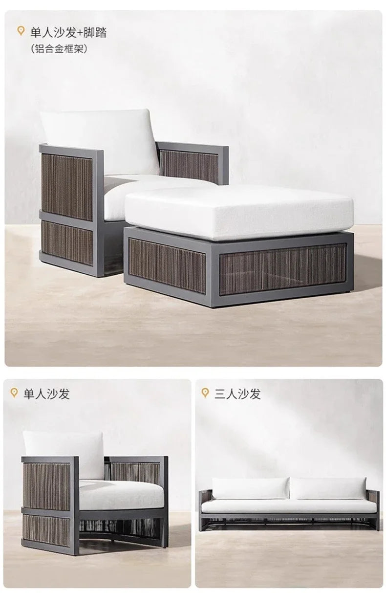 Outdoor villa courtyard sofa high-end teak sofa furniture combination hotel homestay waterproof