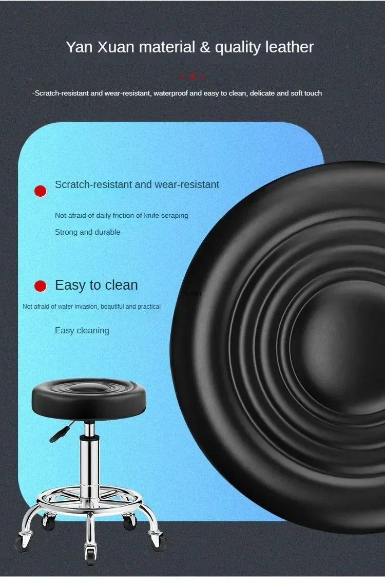 Beauty Stool,Hair Salon,Rotating Lift,Hair Salon Chair,Pulley,Nail Art, Hair Cutting, Round Stool, Exclusively for Beauty Salons