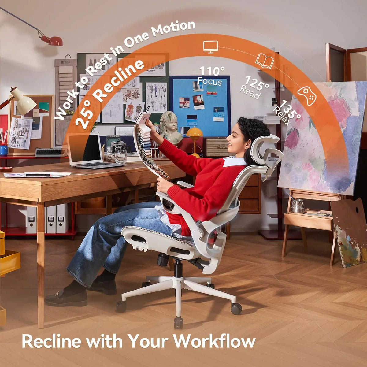 B100 Office Chair, Comfy Ergonomic Office Chair, High Back Computer Chair with Adaptive Lumbar Support & Wide, Customized