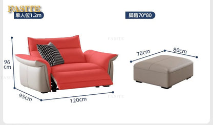 Leather sofa, electric living room, home theater sofa, modern function, adjustable leg support, one layer cowhide sofa