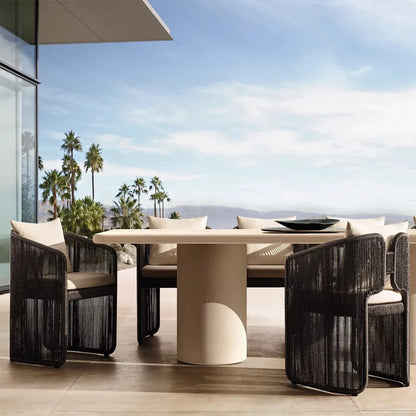 Nordic Modern Hotel Terrace Leisure Sofa Set Wicker Outdoor Garden Furniture Aluminum Frame Outdoor Use
