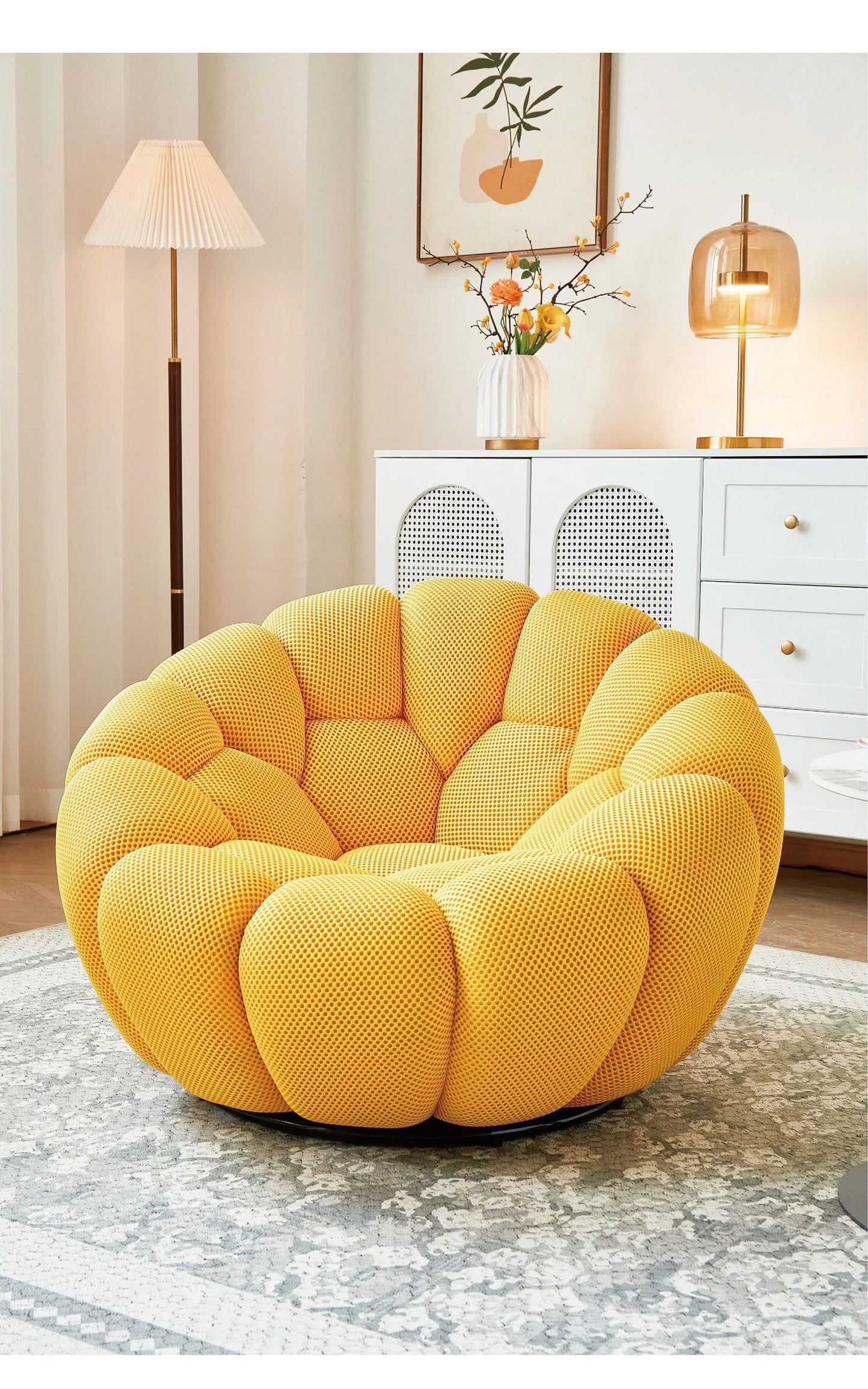 Modern Pumpkin Chair Luxury Bubble Sofa Single Lounge Seat Lazy Recliner for Bedroom Balcony Living Room Aesthetic Accent