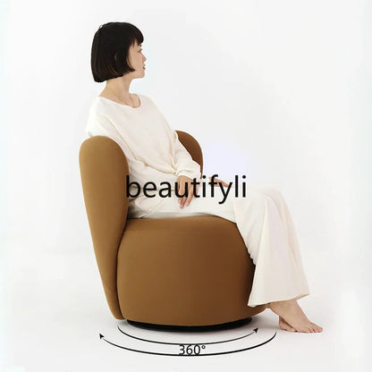 HSingle balcony sofa simple leisure chair rotatable fabric bedroom dressing stool retro light luxury