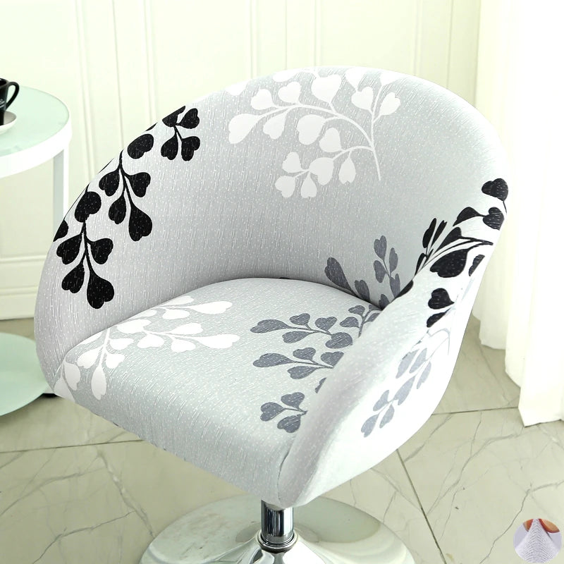 Universal Curved Chair Cover Short Back Printed Arc Armchair Covers Dining Chair Covers Home Spandex Elastic Dustproof Cover