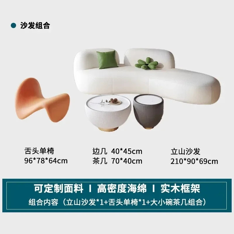 curved sofa, small apartment special-shaped black beauty salon hall, clothing store office rest area reception and negotiation