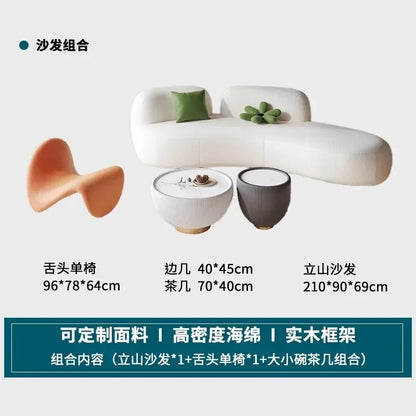curved sofa, small apartment special-shaped black beauty salon hall, clothing store office rest area reception and negotiation