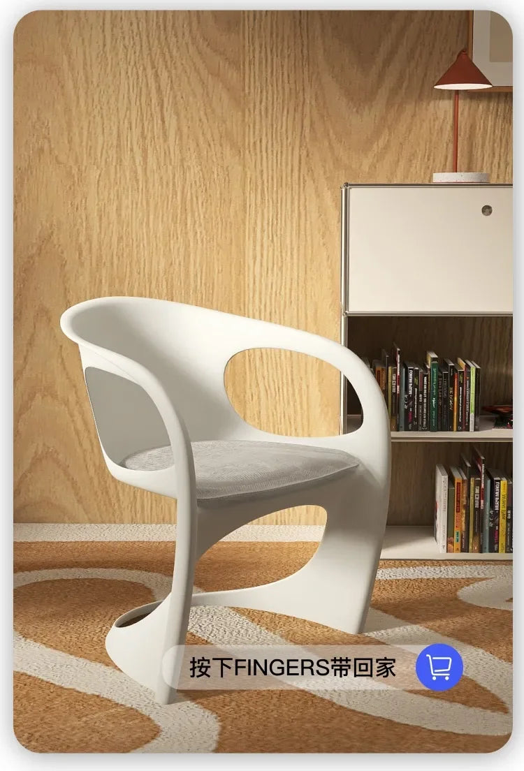 Nordic Simple Design Art Curved Chair Home Balcony Backrest Living Room Dining Room Chair Home Decor Bedroom Dressing Chair