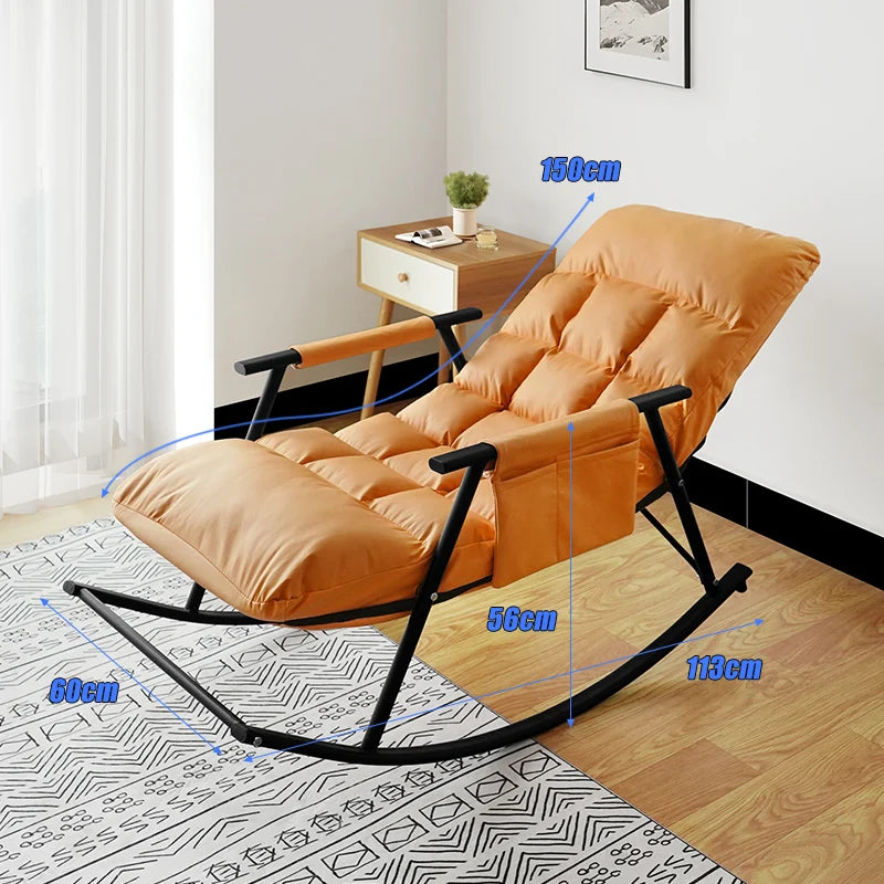 Lazy Rocking Chair Washable Technology Cloth Relaxation And Comfort Lounge Chairs 5 Angle Adjustment Detachable Recliner Chair