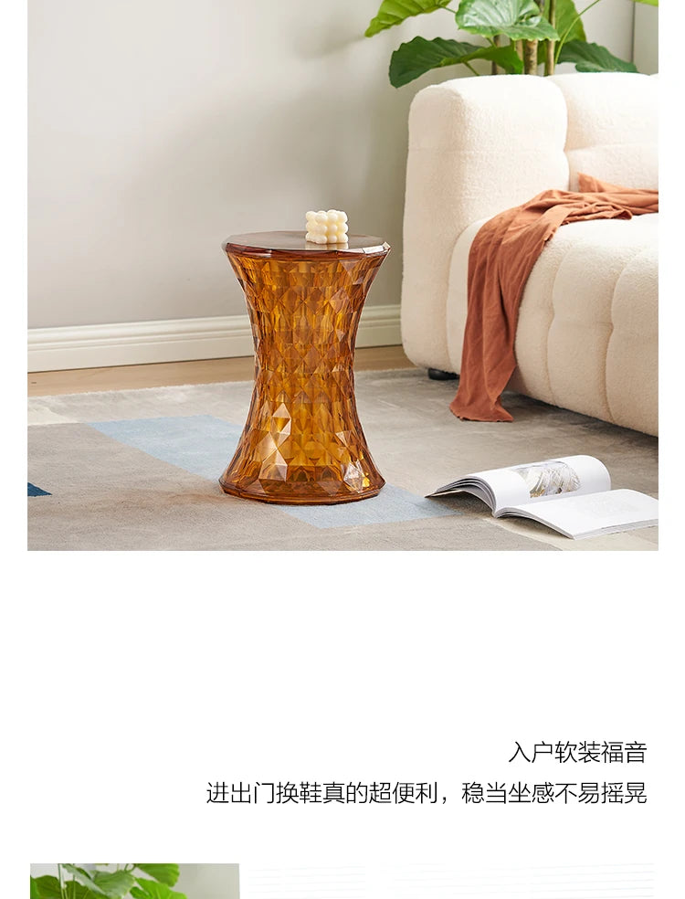 Nordic creative crystal stool Nordic simple color transparent bathroom home shoe changing  creative ins low